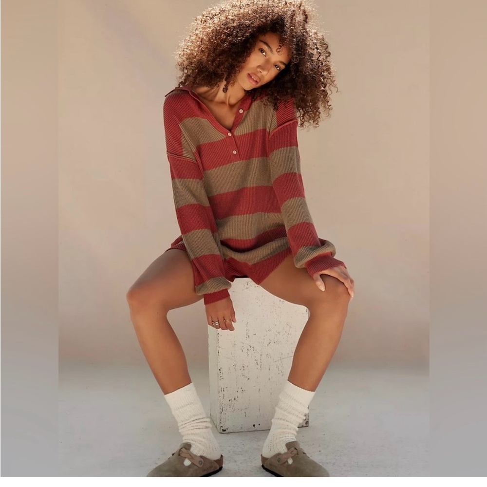FREE PEOPLE Beach
Picnic Striped Sweater Shorts Romper